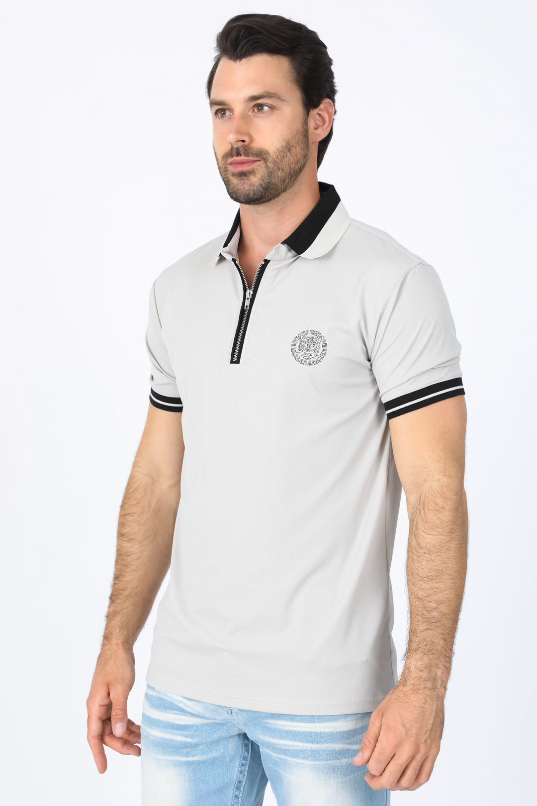 bone zipper polo side platini