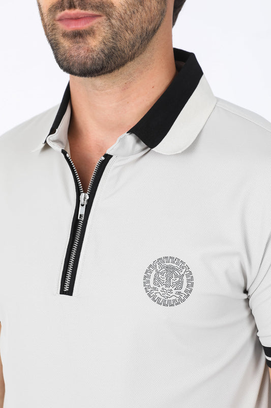 bone zipper polo detail platini
