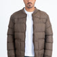 Mens Brown Bubble Jacket with Rib Collar & Cuffs