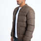 Mens Brown Bubble Jacket with Rib Collar & Cuffs