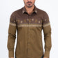 brown camel western rodeo graphic dress shirt men platini front