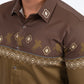 brown camel western rodeo graphic dress shirt men platini back