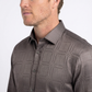 brown geometric plaid jacquard dress shirt men platini back