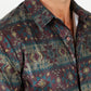 Mens Modern Fit Stretch Aztec Foiled Shirt - Brown