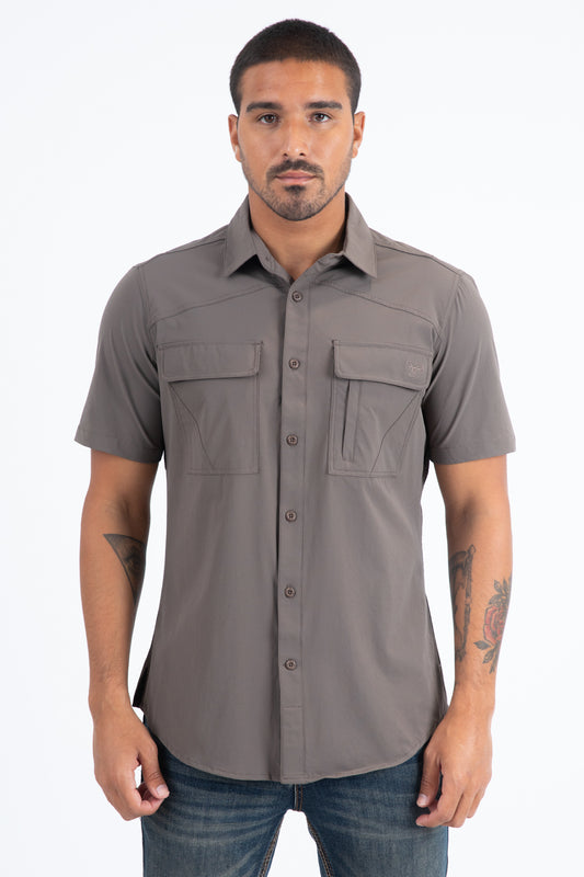 brown performance solid shirt front platini
