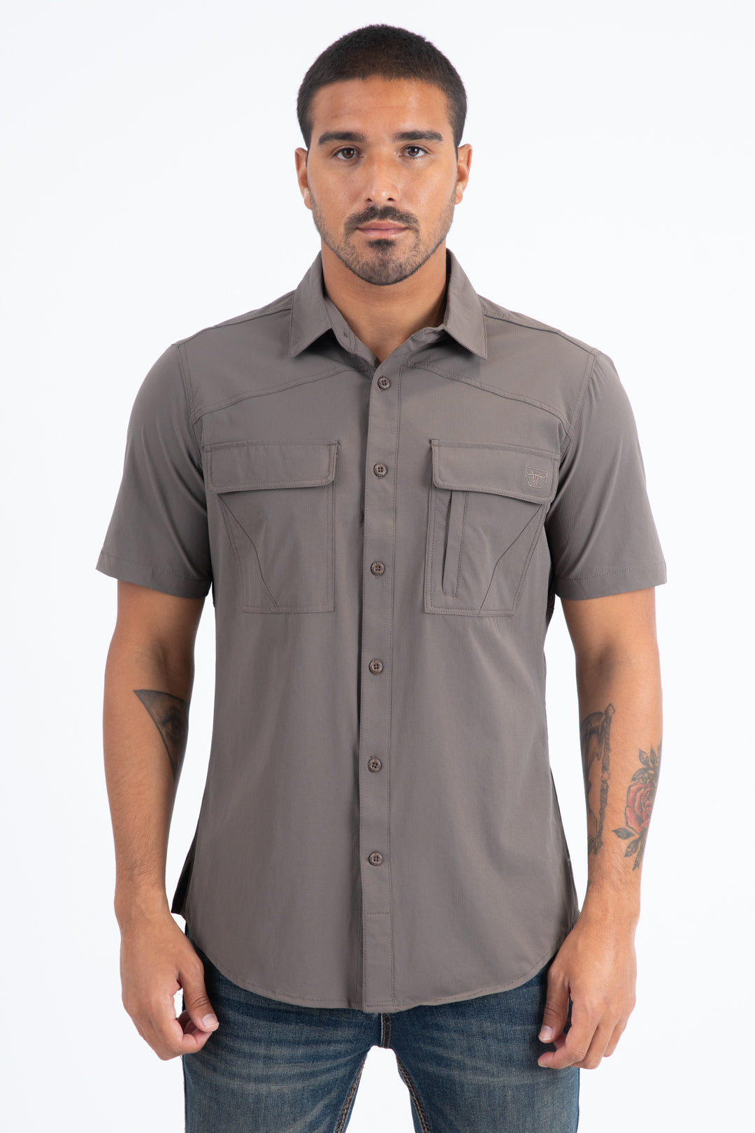 dark brown portage performance shirt men platini detail-4