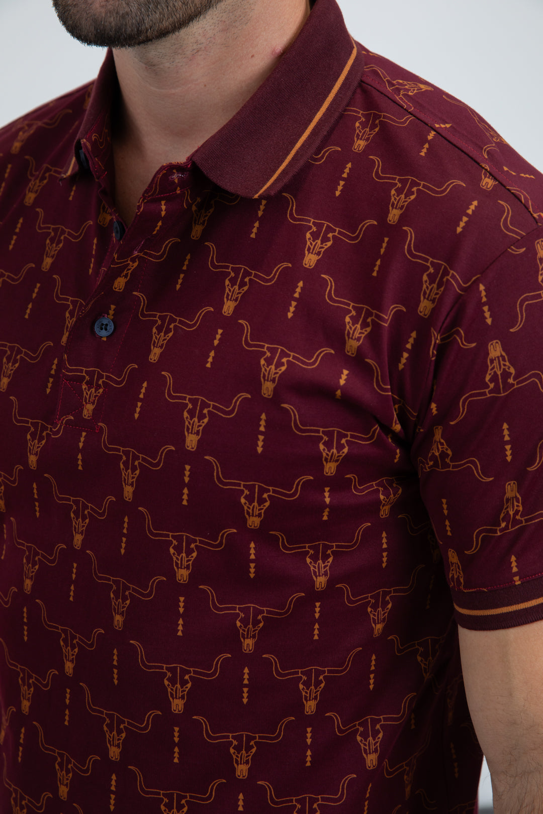 burgundy longhorn polo detail platini