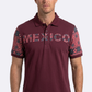 burgundy mexico tribal sleeve polo men platini front