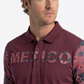 burgundy mexico tribal sleeve polo men platini side