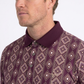burgundy vertical geo diamond print polo men platini side