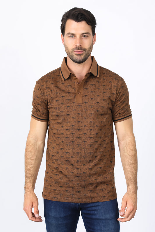 camel longhorn pattern polo front platini