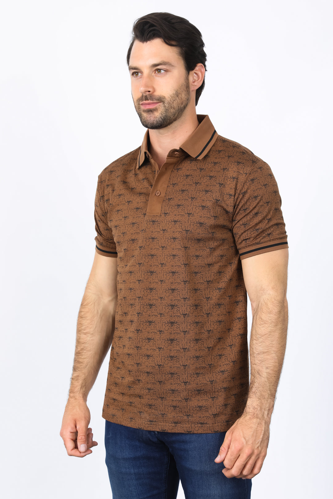 camel longhorn pattern polo side platini
