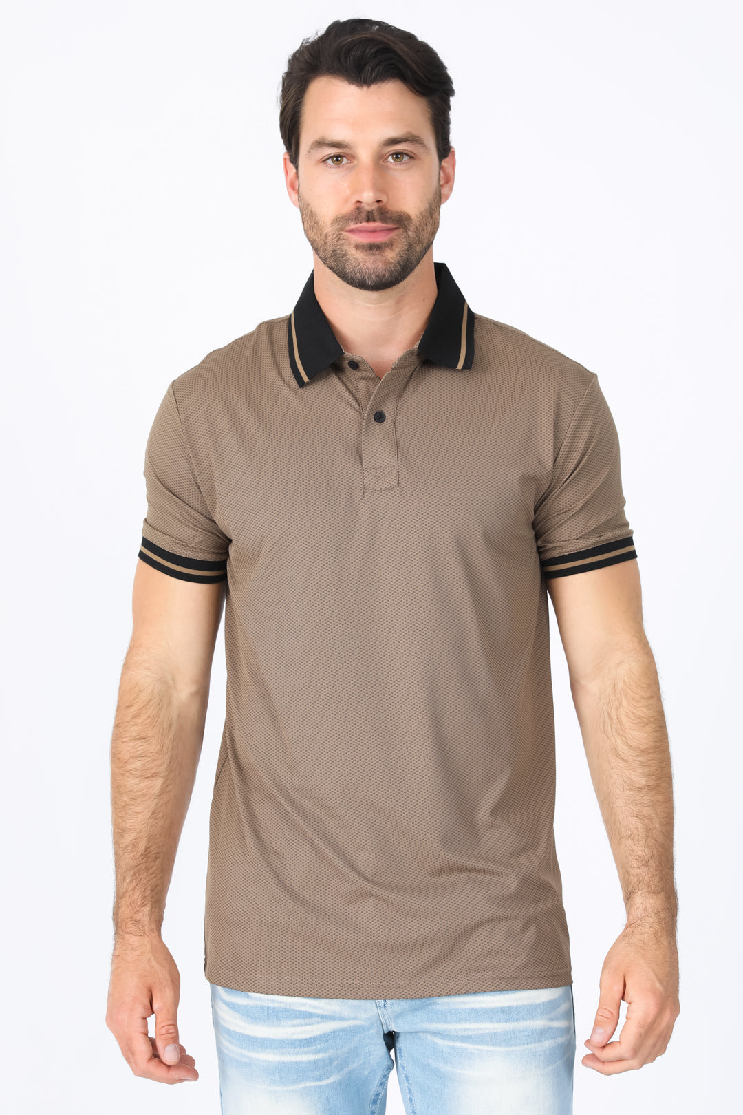camel micro print polo front platini