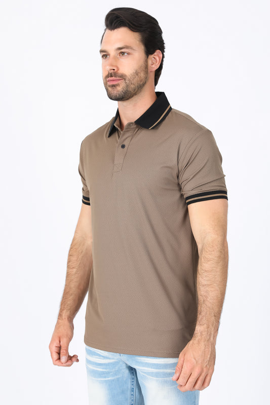 camel micro print polo side platini