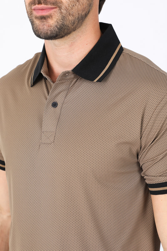 camel micro print polo detail platini
