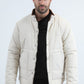 Mens Canvas Quilted Fur Lined Twill Beige Jacket