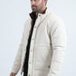 Mens Canvas Quilted Fur Lined Twill Beige Jacket