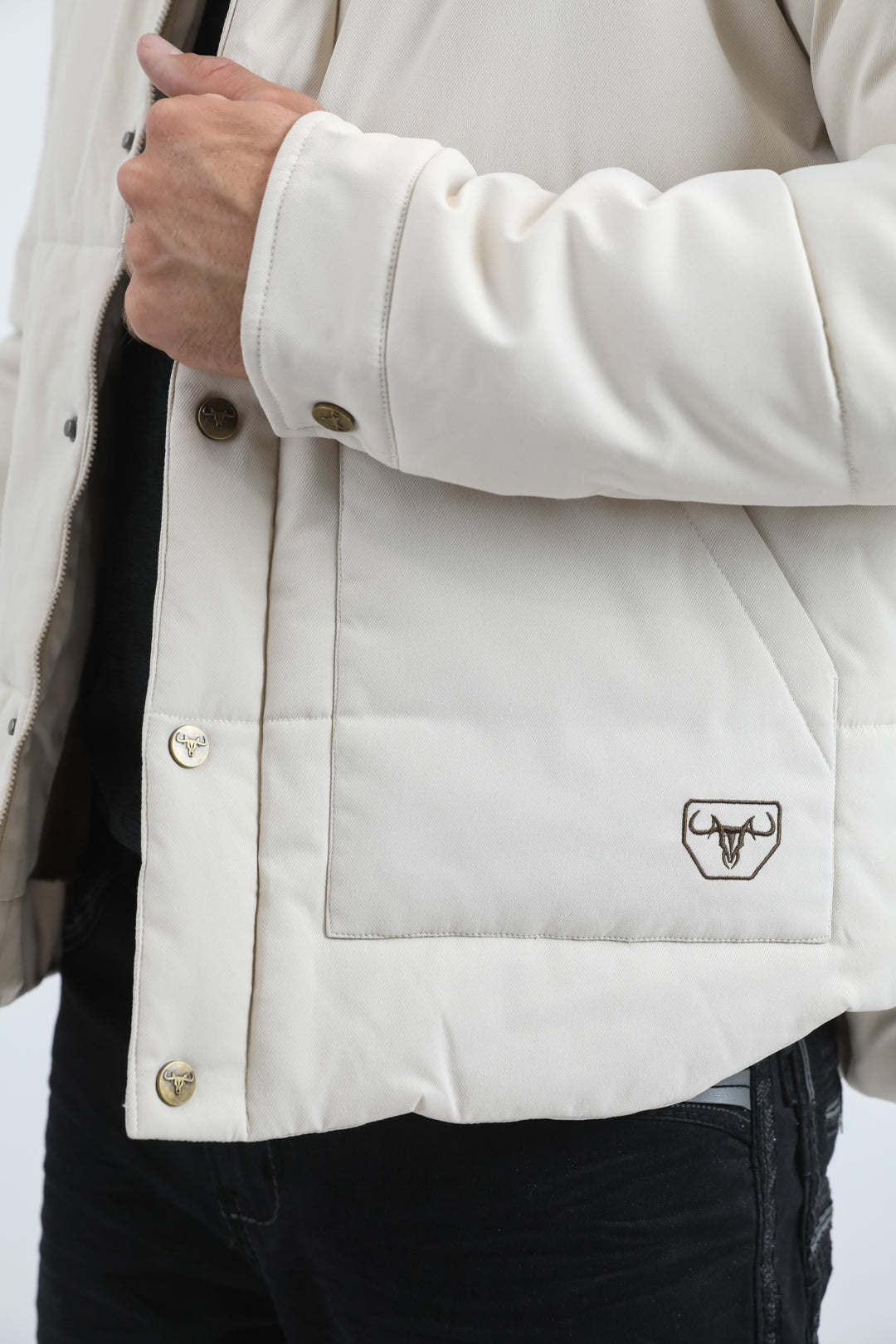 Mens Canvas Quilted Fur Lined Twill Beige Jacket