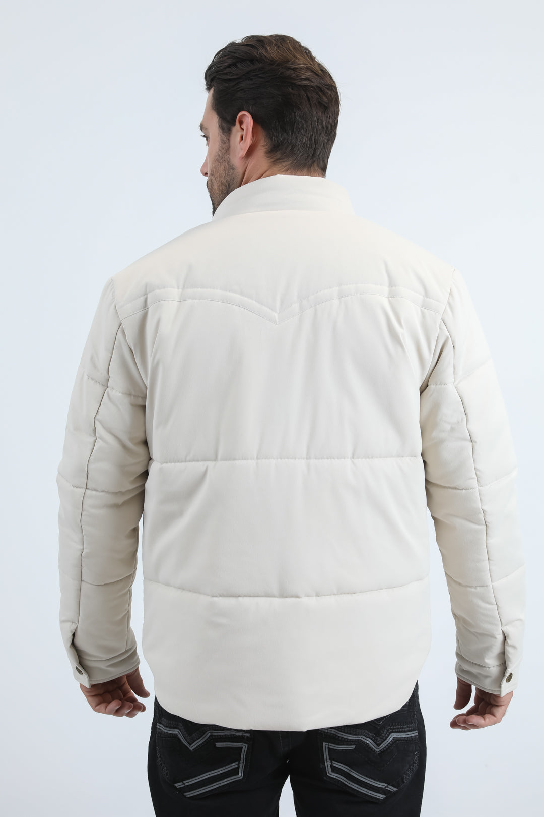 Mens Canvas Quilted Fur Lined Twill Beige Jacket