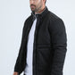 Mens Canvas Quilted Fur Lined Twill Black Jacket