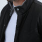 Mens Canvas Quilted Fur Lined Twill Black Jacket