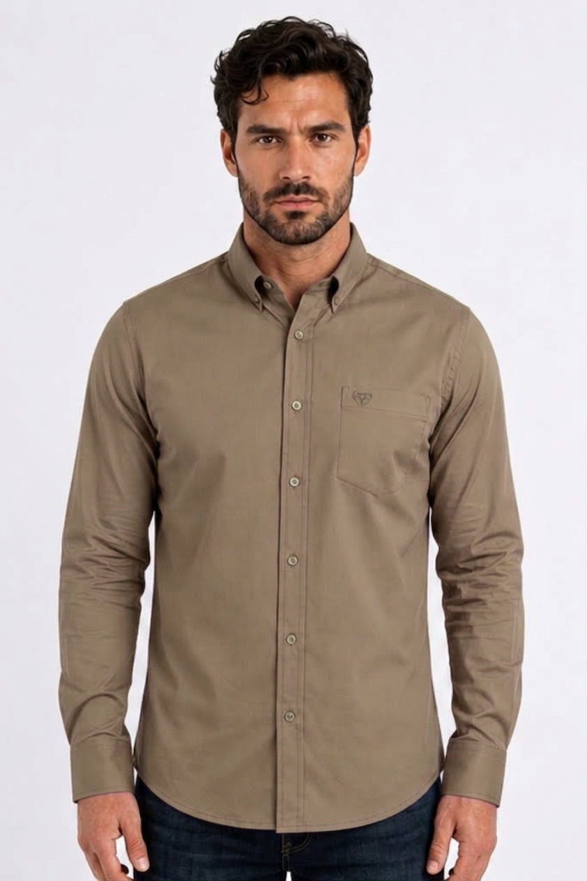 brown cattle dress shirt men platini front