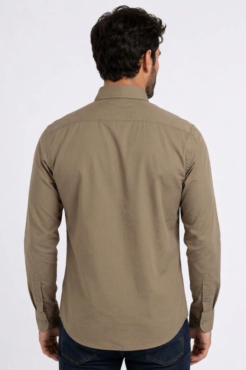 brown cattle dress shirt men platini back