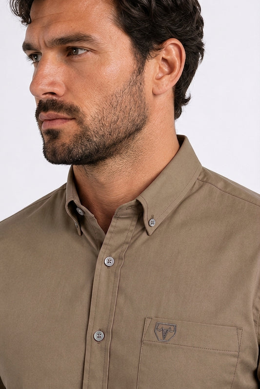 brown cattle dress shirt men platini detail