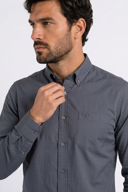charcoal cattle dress shirt men platini detail