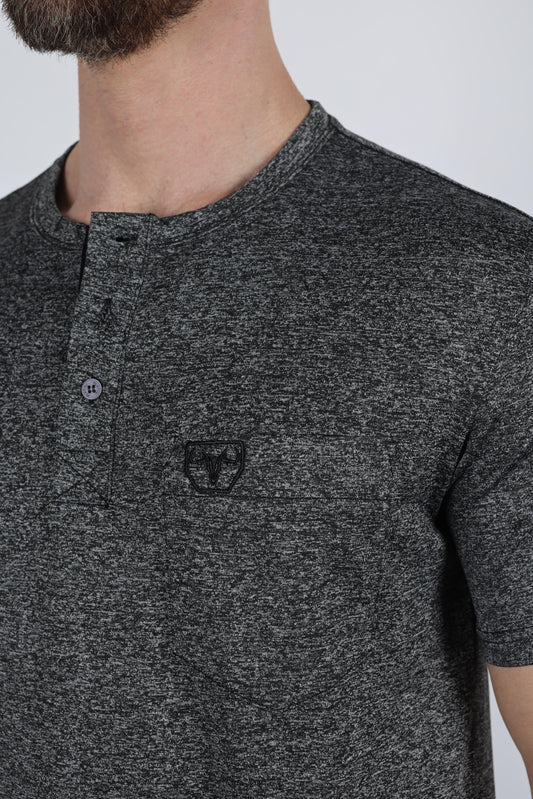 charcoal henley logo tee detail platini