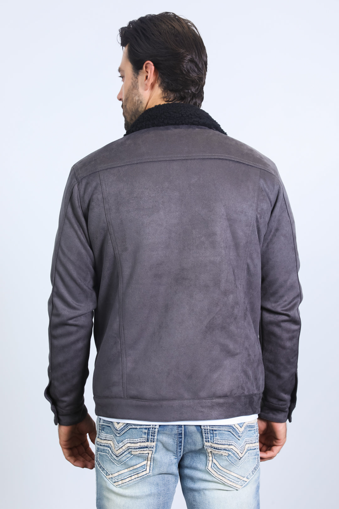 Men's Suede Black Jacket w/ Faux Shearling-lined – Platini Fashion