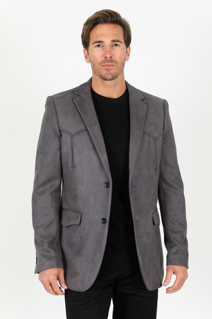 Metal Button Suede Effect Blazer