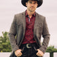 charcoal suede western blazer elbow patch detail men platini front