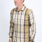 Mens Checkered Long Sleeve Beige Shirt