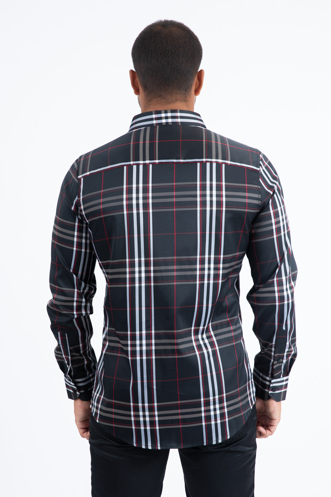 Mens Checkered Long Sleeve Black/Red Shirt