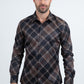 Mens Checkered Long Sleeve Black Shirt