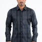 Mens Checkered Long Sleeve Black Shirt