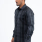 Mens Checkered Long Sleeve Black Shirt