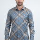 Mens Checkered Long Sleeve Blue Shirt
