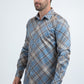 Mens Checkered Long Sleeve Blue Shirt
