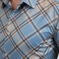 Mens Checkered Long Sleeve Blue Shirt