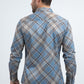 Mens Checkered Long Sleeve Blue Shirt