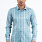 Mens Checkered Long Sleeve Blue Shirt