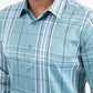 Mens Checkered Long Sleeve Blue Shirt