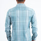 Mens Checkered Long Sleeve Blue Shirt
