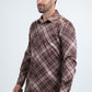Mens Checkered Long Sleeve Brown Shirt