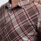 Mens Checkered Long Sleeve Brown Shirt