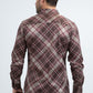 Mens Checkered Long Sleeve Brown Shirt