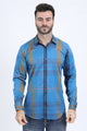 Mens Checkered Long Sleeve Dk. Blue Shirt