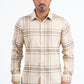 Mens Checkered Long Sleeve Khaki/Brown Shirt